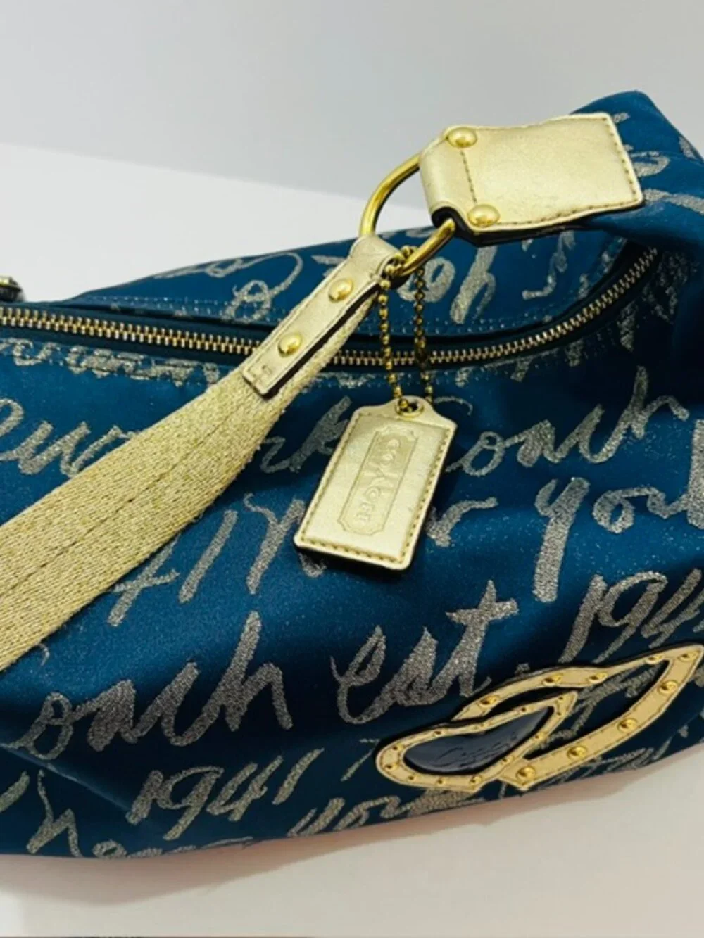 COACH Ltd Ed. 1941 NY Poppy Lurex Celeb. Soho Hobo 2 Heart Bag Navy CertofAuth - Picture 6 of 16